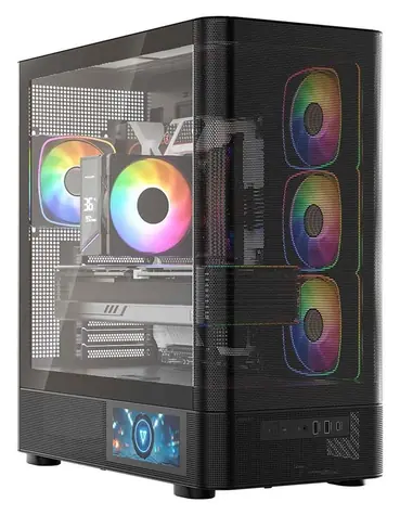MODECOM Volcano AQ400 ARGB černá / Skříň / ATX / tvrzené sklo / ARGB podsvícení / 1x USB-C 3.2 / 2x USB 3.0