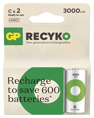 GP ReCyko 3000 D (HR20) / Nabíjecí baterie / 3000mAh / NiMH / 2ks
