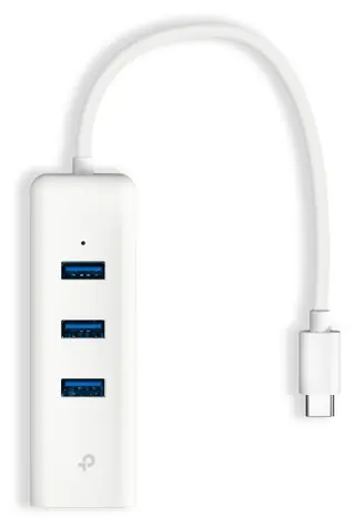 TP-Link UE330C bílá / Ethernetový adaptér / Gigabit / USB-C / 3x USB 3.0 Hub / RJ-45