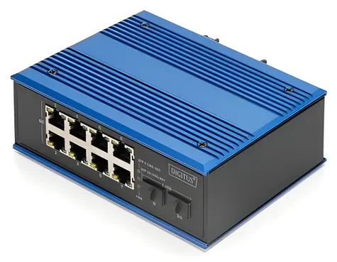 DIGITUS DN-651150 / Switch / 8x Gigabit RJ45 / 2x SFP 1000Base-FX / Unmanaged / DIN lišta / IP40