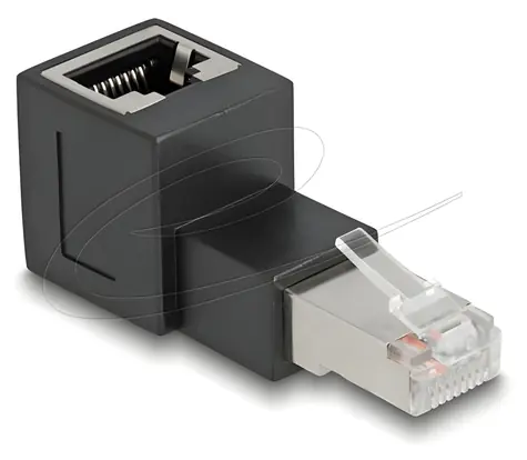 Delock RJ45 Cat.6A adaptér pravoúhlý černá / Adaptér / RJ45 zástrčka - RJ45 zásuvka / 90°