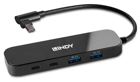 Lindy černá / Rozbočovač USB-C / 4 porty / USB 3.2 Gen 2 / 10 Gbit/s / PD 100 W