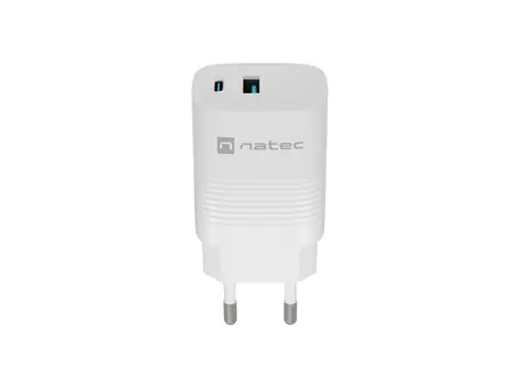 Natec Ribera GaN bílá / Nabíječka / GaN / 30 W / 1x USB-A / 1x USB-C / PD 3.0