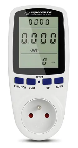 Esperanza ELA103 bílá / Měřič spotřeby elektřiny / LCD displej / 3680W / 16A