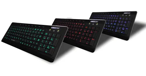 AMEI AM-K3001R černá / Drátová klávesnice / CZ layout / USB / Podsvícená / Multimediální klávesy