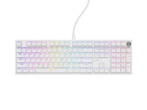 Genesis Thor 404 bílá / Herní mechanická klávesnice / RGB / Gateron Yellow Pro / Drátové USB-A / US layout