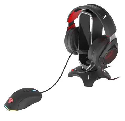 Genesis Vanad 500 černá / Mouse bungee / USB hub 2x USB-A / LED podsvícení / stojan na sluchátka