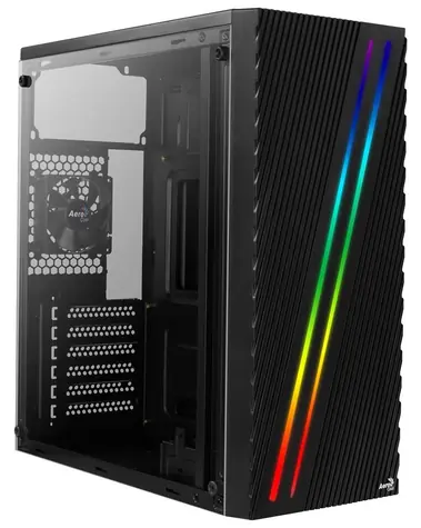 Aerocool Streak černá / PC skříň / Midi Tower / ATX / RGB podsvícení / boční okno / bez zdroje
