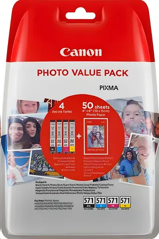 Canon CLI-571XL BK/C/M/Y / Cartridge / Photo Value Pack / Originální