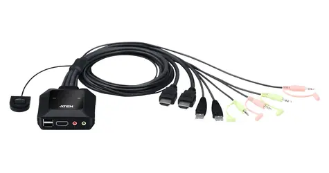 ATEN 2-Port USB HDMI KVM / Kabelový přepínač / 4K UHD / HDMI / USB / 1,2 m