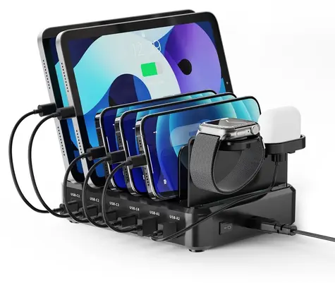 Ewent EW1335 černá / Univerzální nabíječka / 4x USB-C / 2x USB-A / 130 W / PD 3.0