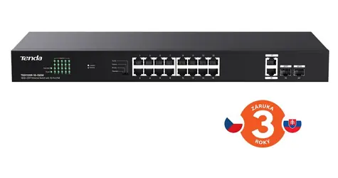 Tenda TEG1120P-16-150W / Switch / 16x Gigabit PoE+ / 2x SFP / Rack / 135 W