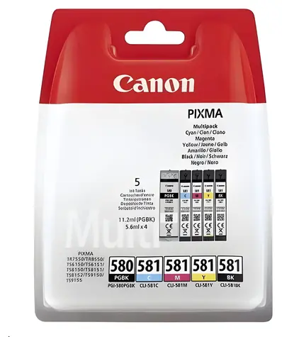 Canon PGI-580 CLI-581 PGBK C M Y BK / Multipack cartridge / Originální / pro PIXMA TS a TR / 5 ks