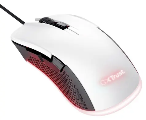 Trust GXT 922W Ybar bílá / Optická myš / 7 200 DPI / USB-A / RGB / Pro praváky