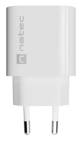 Natec Ribera bílá / Síťová nabíječka / 1x USB-C + 1x USB-A / 20 W / PD/QC