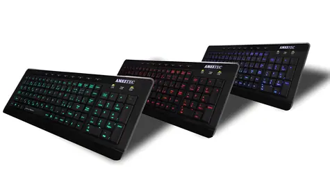 AMEI AM-K3001G černá / Drátová klávesnice / CZ layout / USB / Podsvícená / Multimediální klávesy
