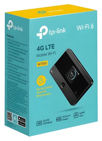 TP-Link M7352 černá / Mobilní LTE Wi-Fi hotspot / Wi-Fi 6 / 2,4GHz - 287Mbps / LTE 150Mbps / displej / microSD