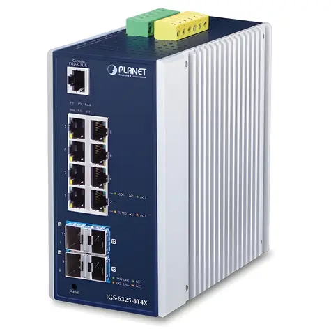 Planet IGS-6325-8T4X / Switch průmyslový / L3 Managed / 8x Gigabit RJ-45 / 4x 10G SFP+ / IP30