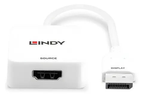 Lindy 38303 bílá / Převodník / HDMI 2.0 na DisplayPort 1.2 / 4K 60Hz / aktivní