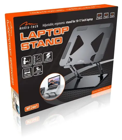 Media-Tech Laptop Stand stříbrná / Stojan pro notebook / nastavitelný / skládací / do 17