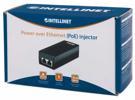 Intellinet PoE injektor 1-port 48V DC / Injektor PoE / IEEE 802.3af / 15,4 W / Cat5