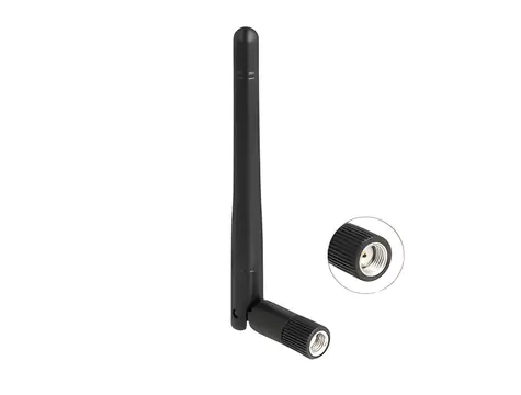 Delock WLAN anténa RP-SMA 2 dBi černá / Všesměrová / naklápěcí kloub / 2,4 a 5 GHz