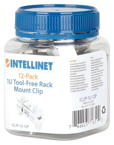 Intellinet 716512 / Klip pro montáž do racku 1U / nerezová ocel / 12 ks