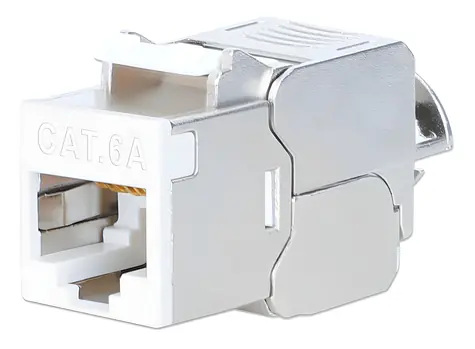 Intellinet Cat6a 10G STP bílá / Keystone modul / RJ-45 / PoE++ / stíněný