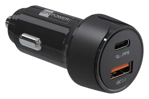 ER Power 30W černá / Autonabíječka / USB-C + USB-A / PD + QC