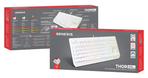Genesis Thor 230 TKL RGB Outemu Red bílá / Herní klávesnice / Mechanická / US layout / Drátová USB