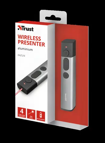 Trust Kazun stříbrná / Prezentér / laserové ukazovátko / bezdrátové USB / 4 tlačítka / dosah 10 m