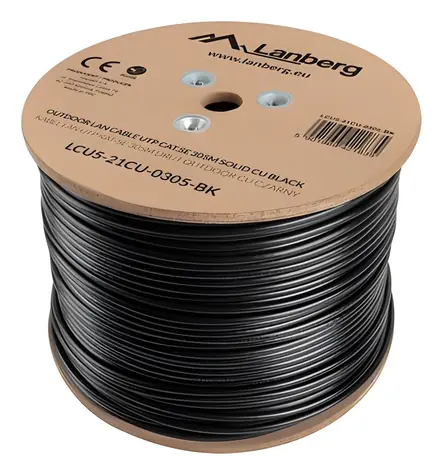 Lanberg Cat5e 305m černý / UTP drát / 100 MHz / AWG24