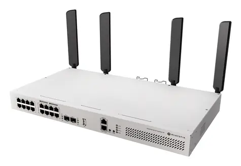 MikroTik CRS418-8P-8G-2S+5axQ2axQ-RM bílá / Cloud Router Switch / 16x GLAN / 8x PoE / 2x SFP+ / Wi-Fi 6
