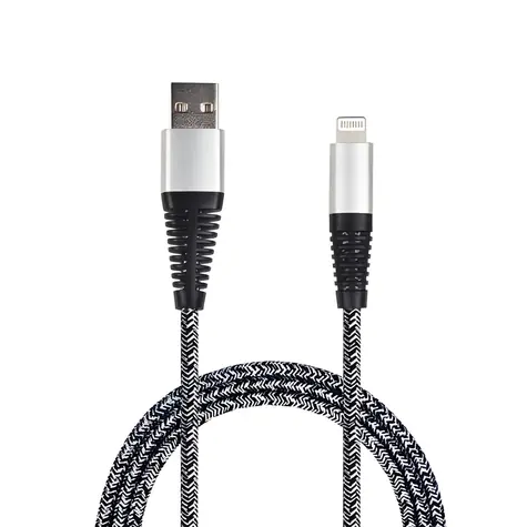 2GO stříbrná / Nabíjecí a datový kabel / USB-A na Lightning / 1 m / nylon