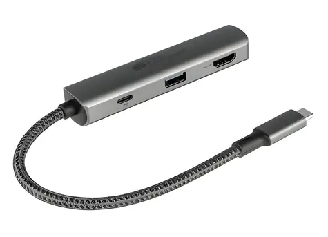 Good Connections USB-C Hub antracitová / USB-C hub / 3 porty / HDMI 4K / USB PD 94 W / hliník