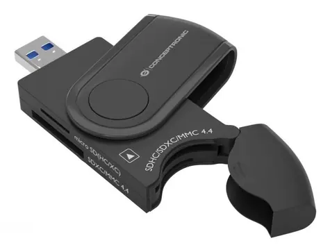 Conceptronic USB-A 3.0 4v1 černá / Čtečka paměťových karet / USB 3.2 Gen 1 Type-A / 5 Gbps / SD, microSD