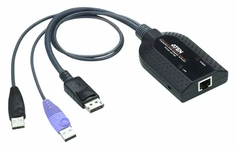 ATEN USB DisplayPort Virtual Media / Adaptér KVM / DisplayPort + USB + RJ-45 / 1920x1200 / černá