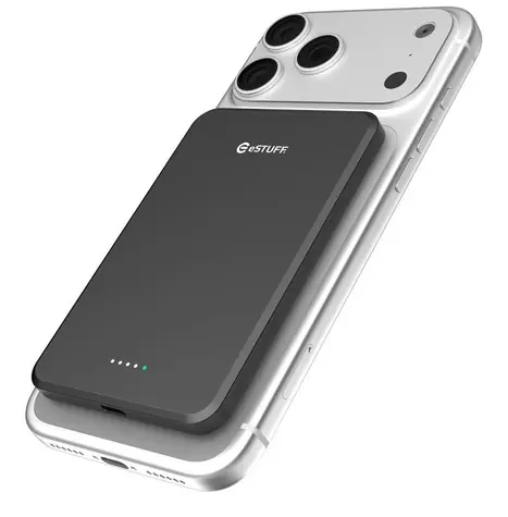 eSTUFF Magnetic Power Bank 5.000 mAh černá / Powerbanka / magnetická / USB-C / rychlonabíjení