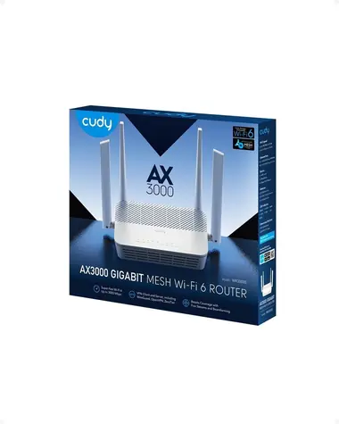 Cudy WR3000S / Router / Wi-Fi 6 / 1x WAN + 4x LAN Gigabit / 2,4 GHz 574 Mbit/s / 5 GHz 2402 Mbit/s