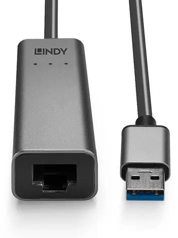 Lindy USB-A na 2.5G Ethernet adaptér / Síťový adaptér / USB-A(M) / RJ-45(F) / 2.5 Gbit/s / RTL8156B
