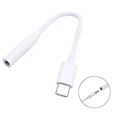 PremiumCord bílá / Redukce / USB-C na 3,5mm jack / DAC chip / 10 cm