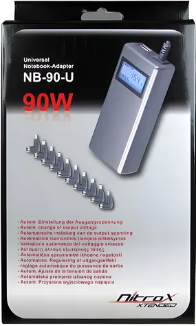 Inter-Tech Nitrox NB-90U / Adaptér pro notebooky / 90 W / 22 V / USB