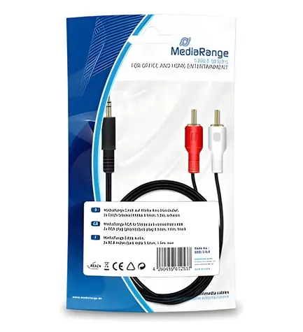 MediaRange černá / Audio kabel / 2x Cinch - 3.5mm / 1m