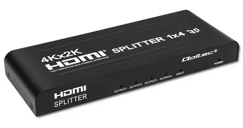 Qoltec 51798 černá / Video splitter / 4 porty HDMI / 4K 3840×2160 / HDCP 2.2