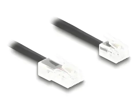 DeLock / Spirálový telefonní kabel / RJ11 - RJ45 / 2 m / černý