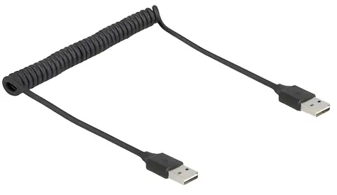Delock EASY-USB 2.0 A-A černá / Spirálový kabel / 0,8 m / USB 2.0 / 2 A