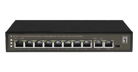 LevelOne FGP-1031 / Switch / 8x Fast Ethernet PoE+ / 2x Gigabit / 120W / Unmanaged