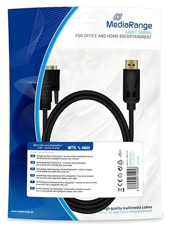 MediaRange černá / Kabel / DisplayPort na DVI-D (24+1) / 2 m / pozlacené konektory