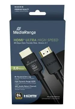 MediaRange HDMI 2m černá / Kabel HDMI / HDMI 2.1 / 48 Gbps / 8K / 144 Hz / Ethernet