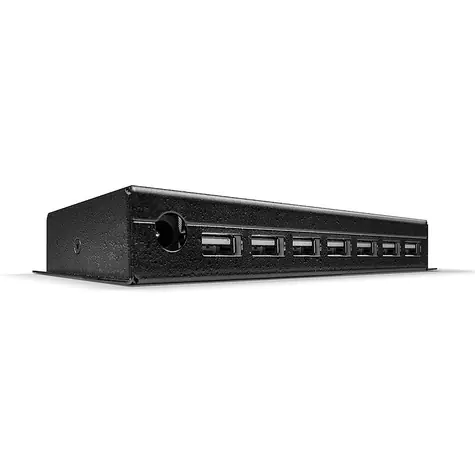 Lindy černá / USB hub / 7 portů / USB 2.0 / kovové tělo